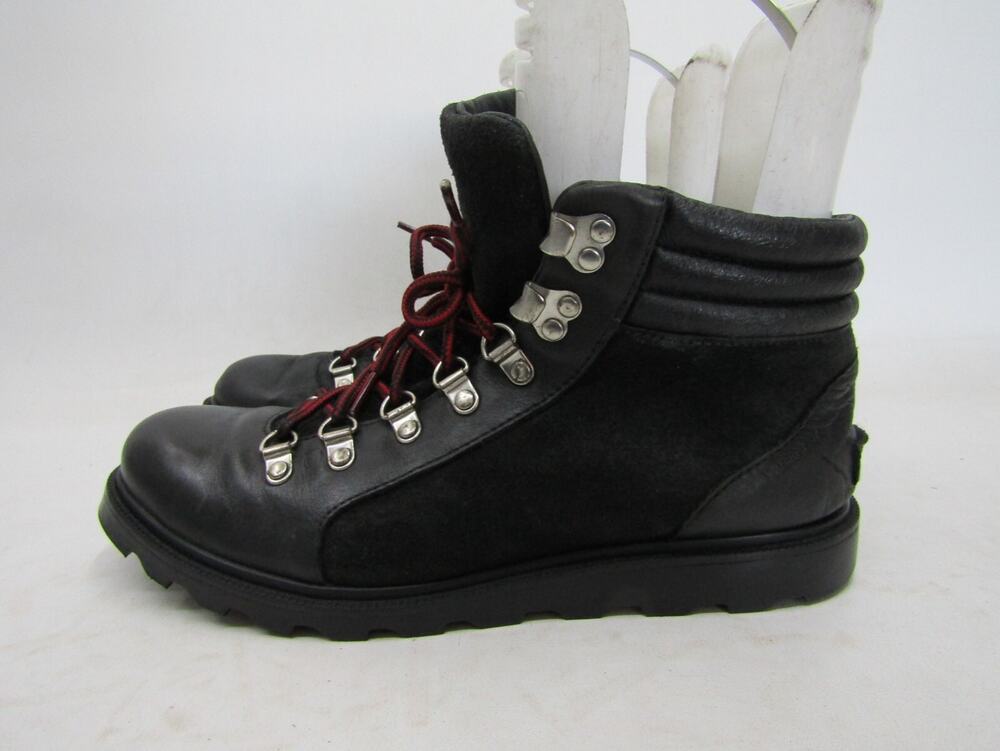 Sorel Womens Size 9 M Black Leather Laces Ankle Fashion Boots Bootie